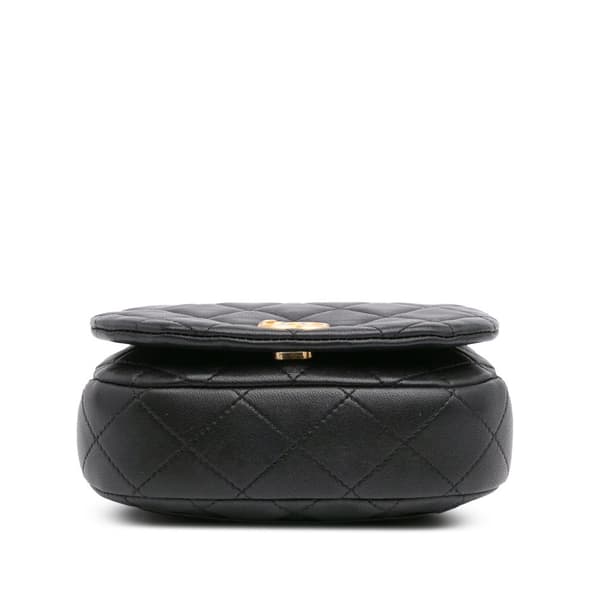 Pre-owned Chanel Mini Quilted Calfskin Coco Mail Clutch with Chain Black