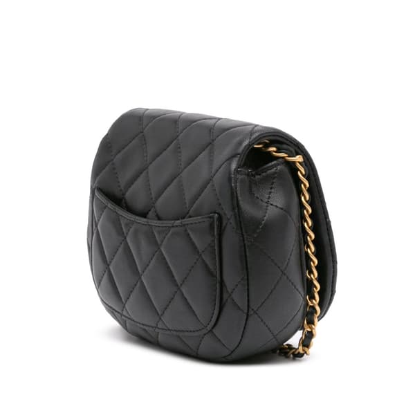 Pre-owned Chanel Mini Quilted Calfskin Coco Mail Clutch with Chain Black