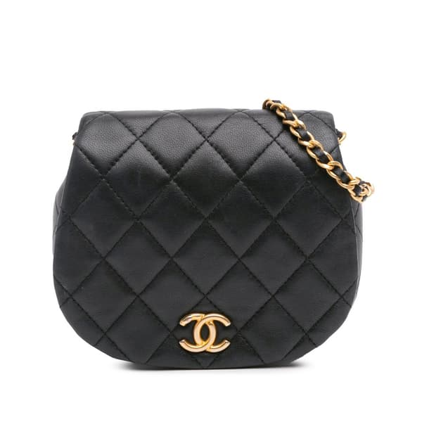 Pre-owned Chanel Mini Quilted Calfskin Coco Mail Clutch with Chain Black
