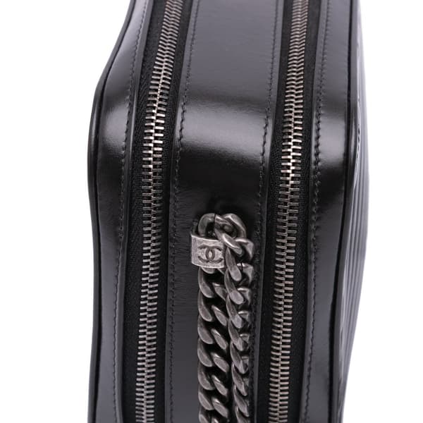 Pre-owned Chanel Large Lambskin Coco Boy Camera Bag Black