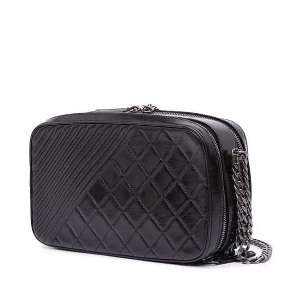 Pre-owned Chanel Large Lambskin Coco Boy Camera Bag Black