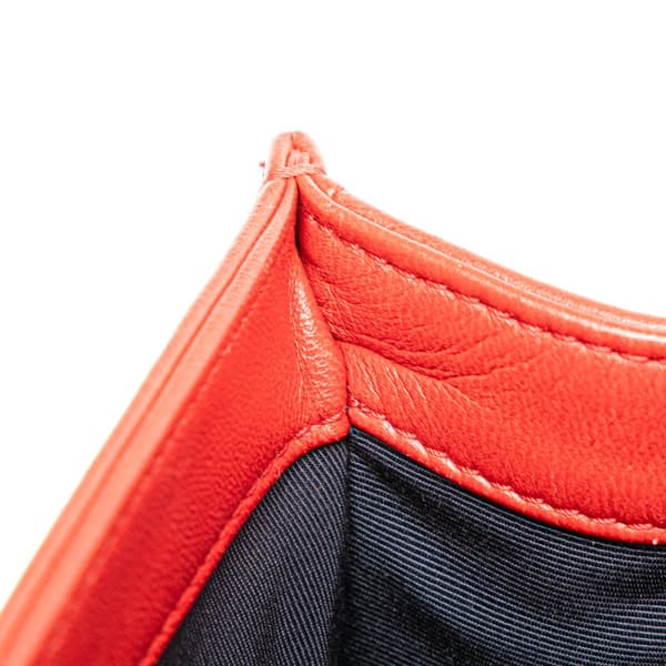 Pre-owned Chanel Old Medium Lambskin Embossed Cube Boy Flap Red