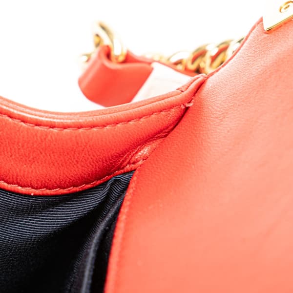 Pre-owned Chanel Old Medium Lambskin Embossed Cube Boy Flap Red
