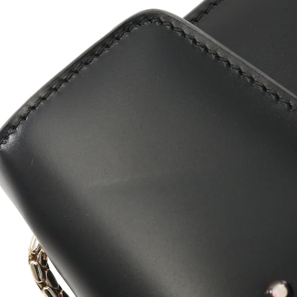 Pre-owned Bvlgari Embellished Calfskin Serpenti Forever Crossbody Black