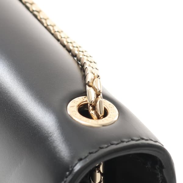 Pre-owned Bvlgari Embellished Calfskin Serpenti Forever Crossbody Black