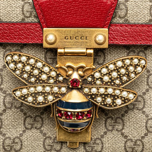 Pre-owned Gucci GG Supreme Queen Margaret Crossbody Brown
