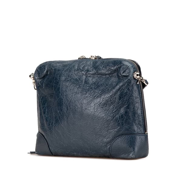 Pre-owned Balenciaga Lambskin Motocross Classic Reporter Crossbody Blue