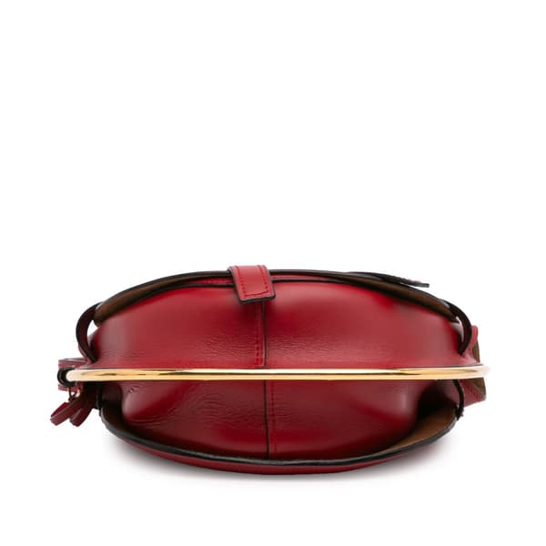Pre-owned LOEWE Small Leather Metal Gate Crossbody Red