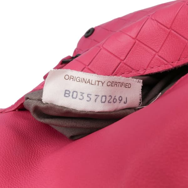 Pre-owned Bottega Veneta Small Calfskin Intrecciomirage Embossed Butterfly Chain Crossbody Pink