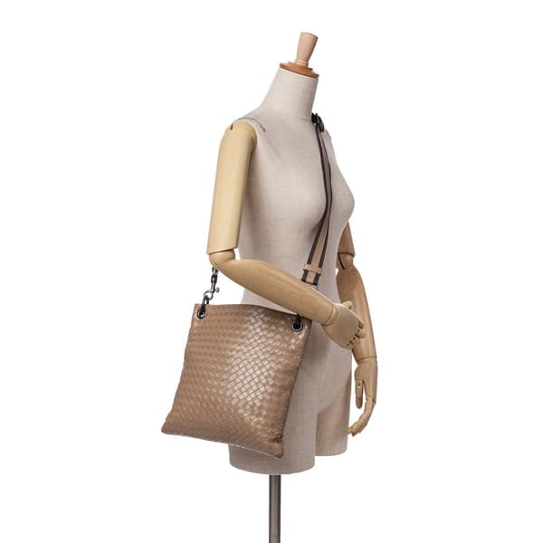 Pre-owned Bottega Veneta Nappa Intrecciato Crossbody Brown