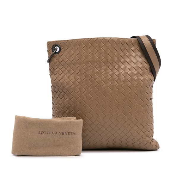 Pre-owned Bottega Veneta Nappa Intrecciato Crossbody Brown