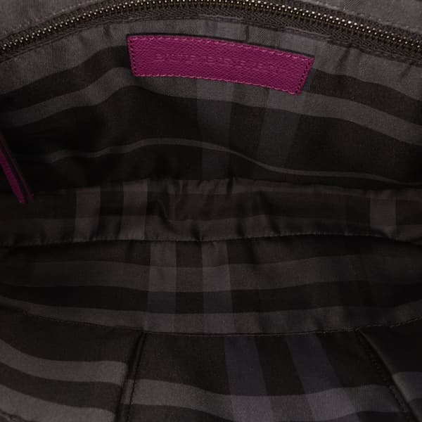 Pre-owned Burberry Leather Newburg Business Bag Purple