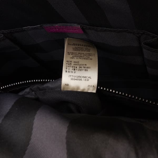 Pre-owned Burberry Leather Newburg Business Bag Purple