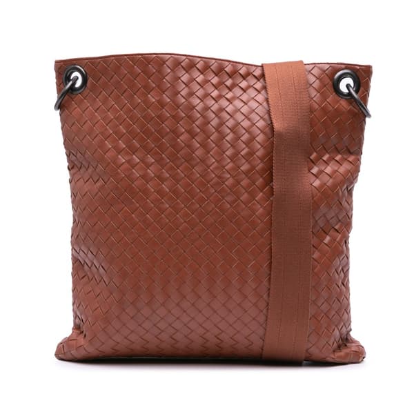 Pre-owned Bottega Veneta Leather Intrecciato Crossbody Brown