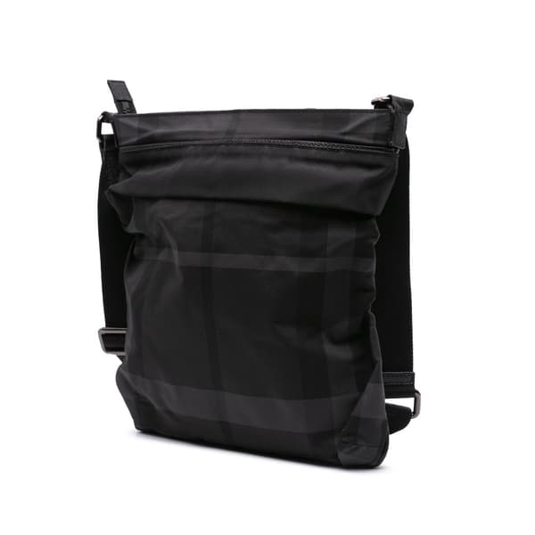 Pre-owned Burberry Tonal Check Canvas Crossbody Black