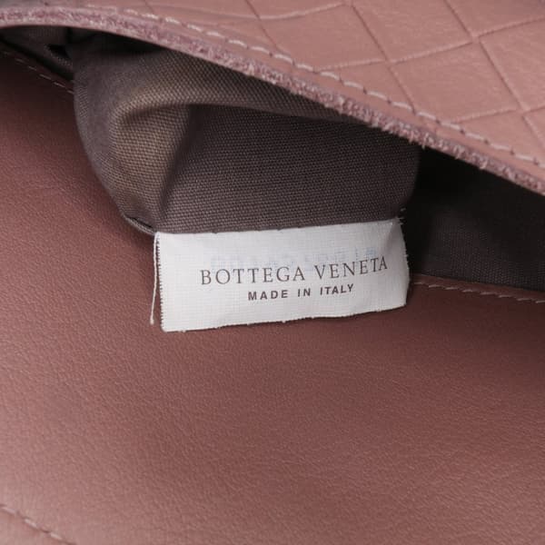 Pre-owned Bottega Veneta Small Calfskin Intrecciomirage Embossed Butterfly Chain Crossbody Pink