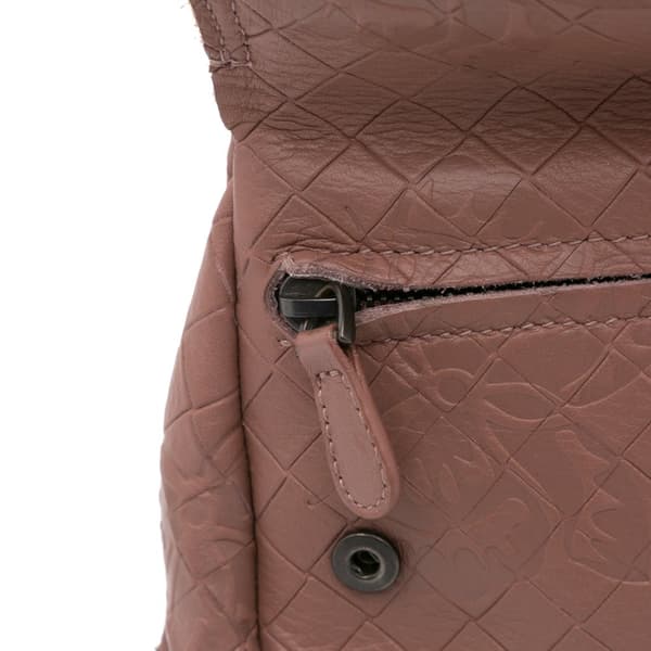Pre-owned Bottega Veneta Small Calfskin Intrecciomirage Embossed Butterfly Chain Crossbody Pink