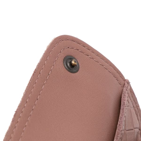 Pre-owned Bottega Veneta Small Calfskin Intrecciomirage Embossed Butterfly Chain Crossbody Pink