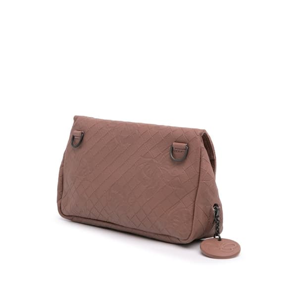 Pre-owned Bottega Veneta Small Calfskin Intrecciomirage Embossed Butterfly Chain Crossbody Pink