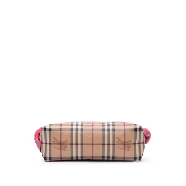 Pre-owned Burberry Haymarket Check Coated Canvas Bow Tie Crossbody Brown