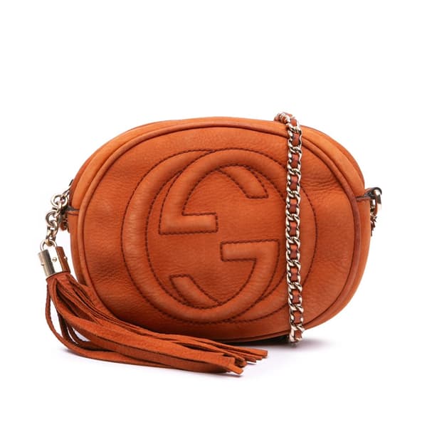 Pre-owned Gucci Mini Nubuck Soho Chain Crossbody Orange