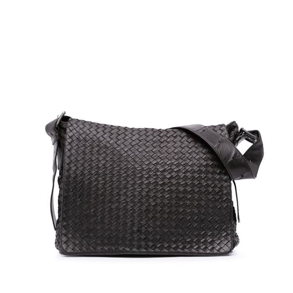 Pre-owned Bottega Veneta Nappa Intrecciato Flap Crossbody Black