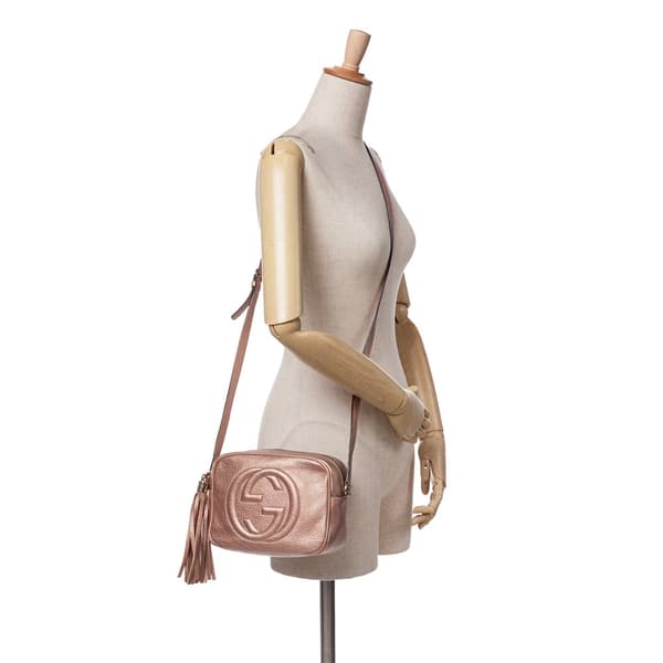 Pre-owned Gucci Leather Soho Disco Crossbody Gold