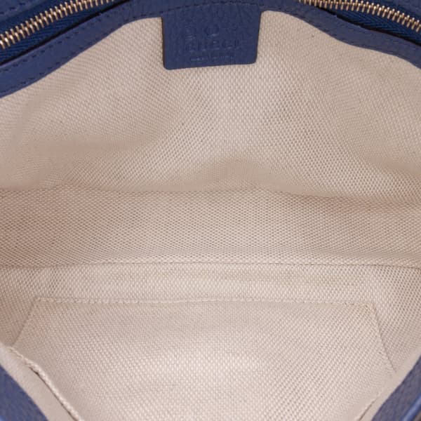 Pre-owned Gucci Medium Leather Soho Chain Flap Crossbody Blue