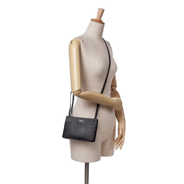 Pre-owned Prada Saffiano Lux Crossbody Black