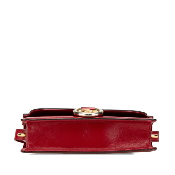 Pre-owned Gucci Small Textured Calfskin GG Ring  Torchon Crossbody Red