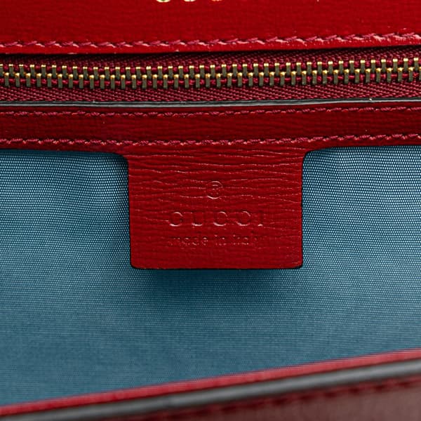 Pre-owned Gucci Small Textured Calfskin GG Ring  Torchon Crossbody Red