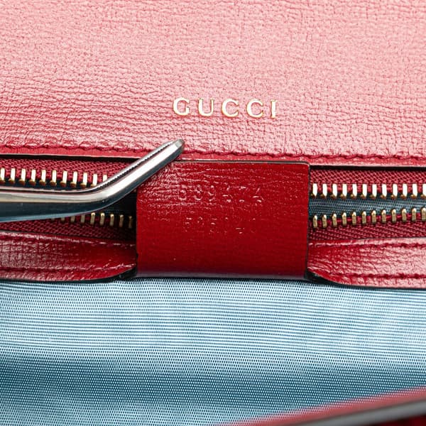 Pre-owned Gucci Small Textured Calfskin GG Ring  Torchon Crossbody Red
