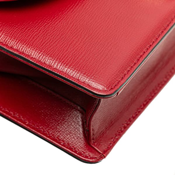 Pre-owned Gucci Small Textured Calfskin GG Ring  Torchon Crossbody Red