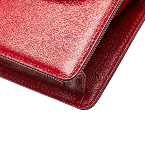 Pre-owned Gucci Small Textured Calfskin GG Ring  Torchon Crossbody Red