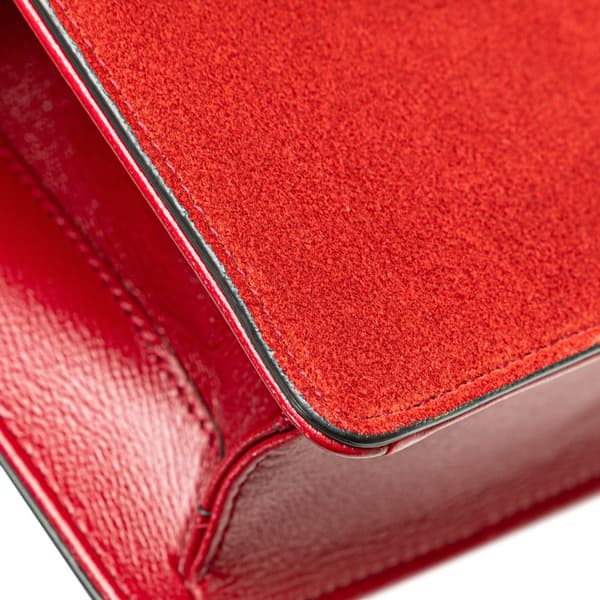Pre-owned Gucci Small Suede GG Ring Torchon Crossbody Red