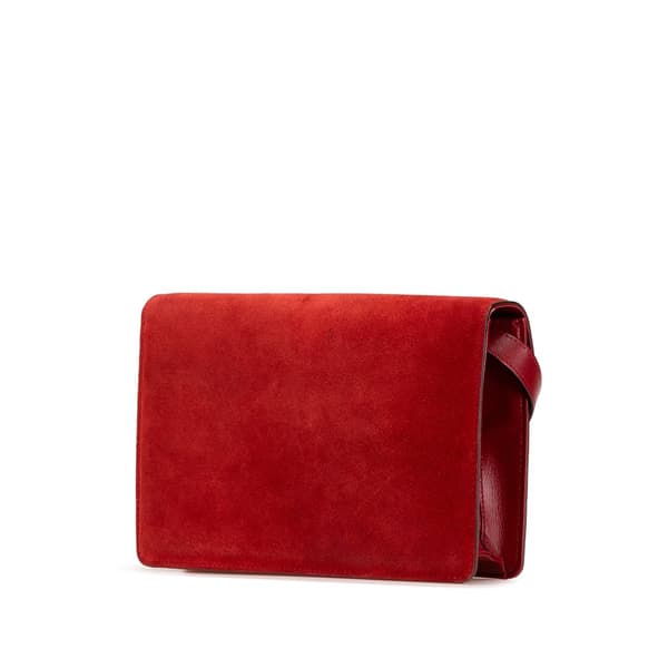 Pre-owned Gucci Small Suede GG Ring Torchon Crossbody Red
