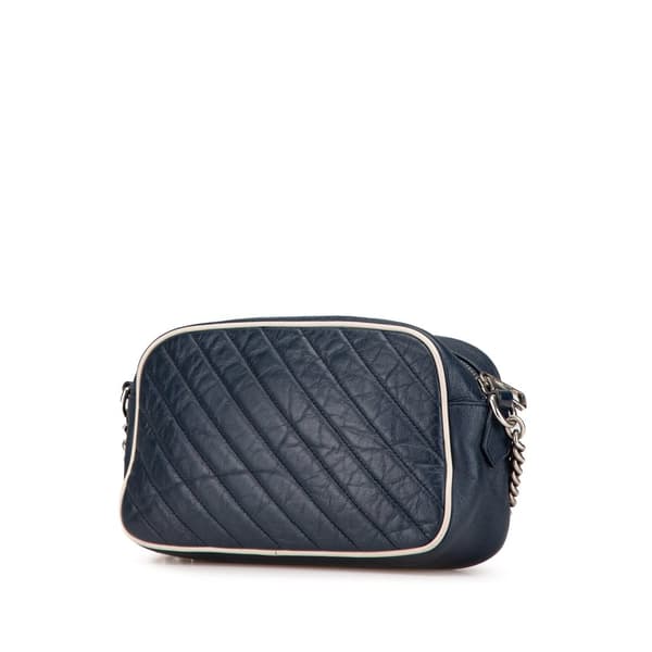Pre-owned Gucci Small GG Marmont Leather Torchon Crossbody Blue