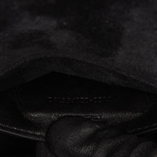 Pre-owned Saint Laurent Mini Croc Embossed Kate Tassel Crossbody Black
