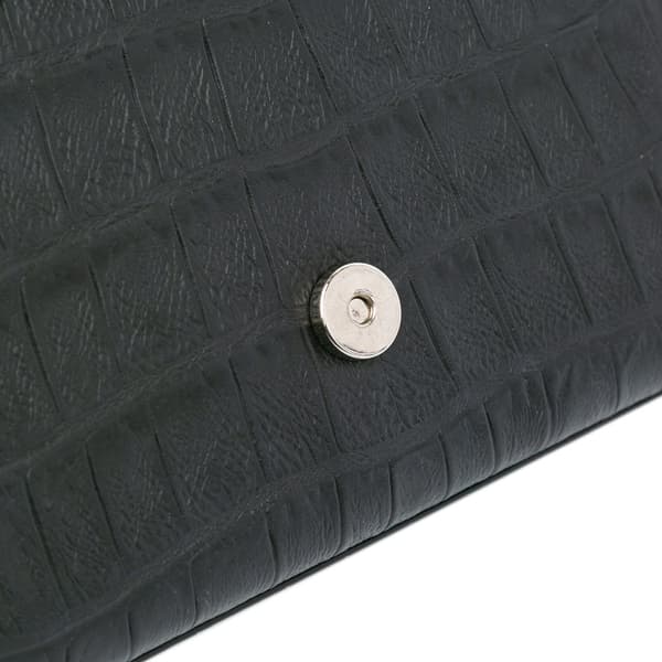 Pre-owned Saint Laurent Mini Croc Embossed Kate Tassel Crossbody Black