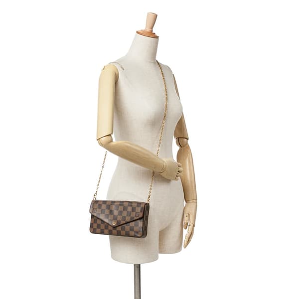 Pre-owned Louis Vuitton Damier Ebene Pochette Felicie Brown