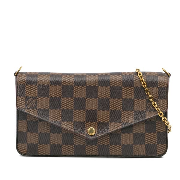 Pre-owned Louis Vuitton Damier Ebene Pochette Felicie Brown