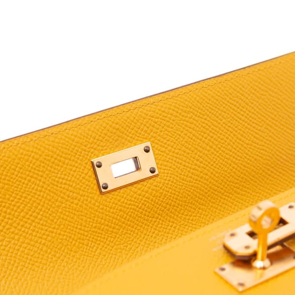 Pre-owned Hermès Epsom Kelly To Go Wallet Yellow