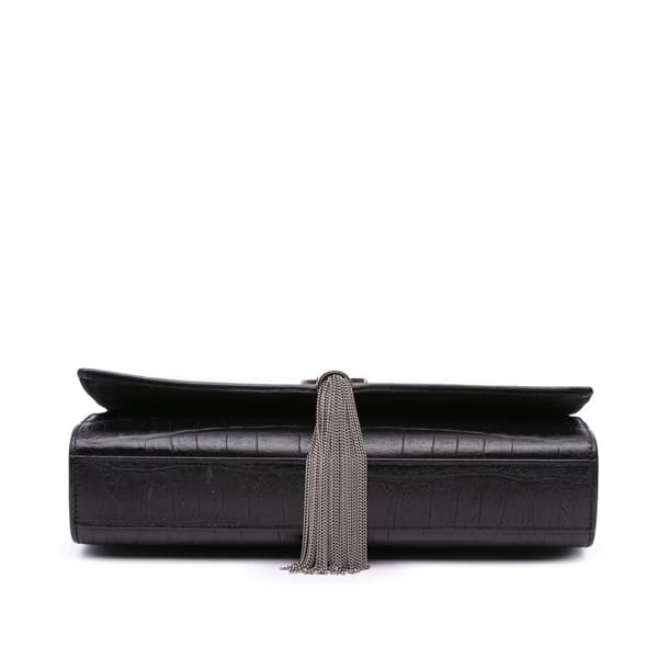 Pre-owned Saint Laurent Medium Embossed Kate Tassel Crossbody Black
