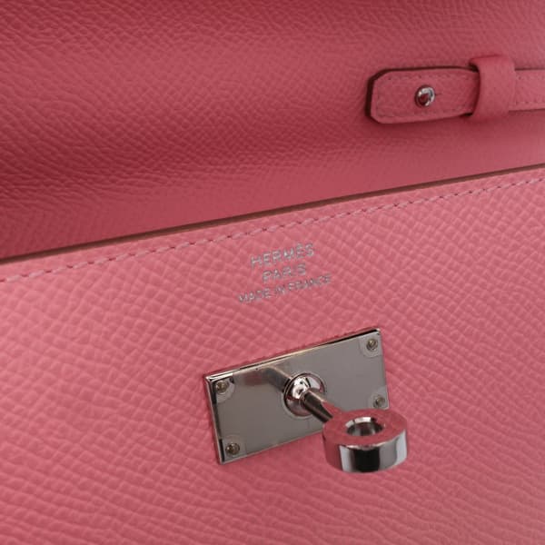 Pre-owned Hermès Epsom Kelly To Go Wallet Pink
