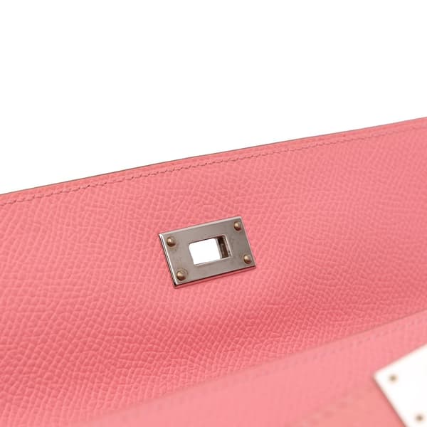 Pre-owned Hermès Epsom Kelly To Go Wallet Pink