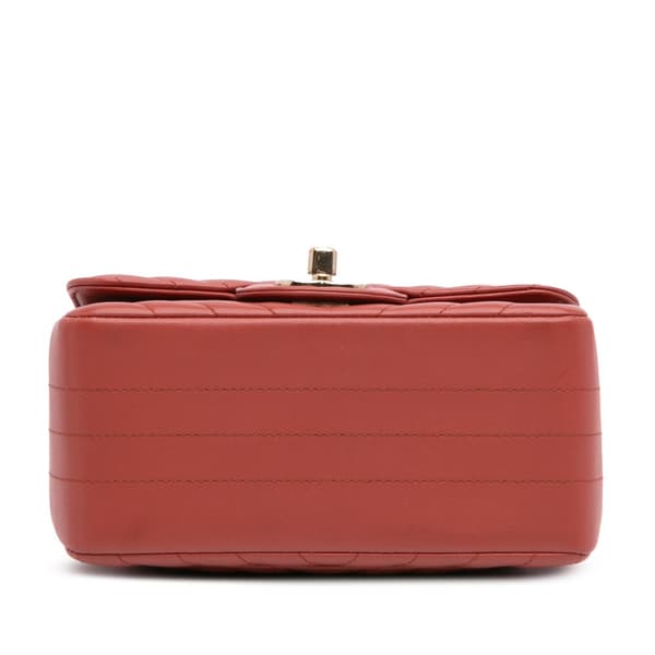 Pre-owned Chanel Mini Square Classic Chevron Lambskin Single Flap Orange