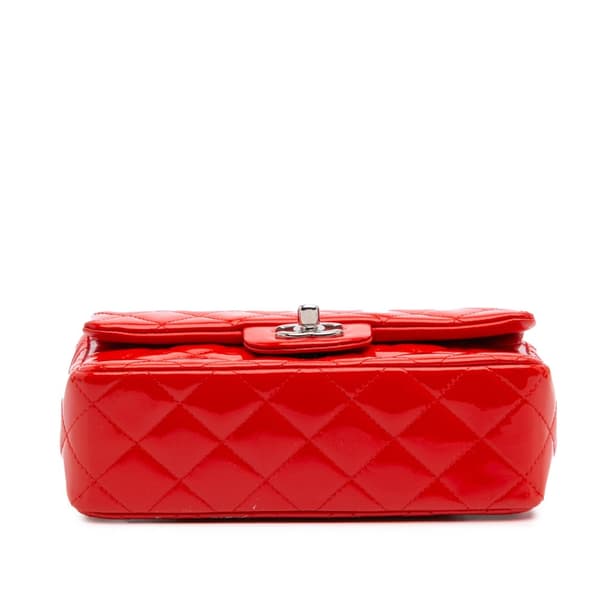 Pre-owned Chanel Mini Rectangular Classic Patent Single Flap Red