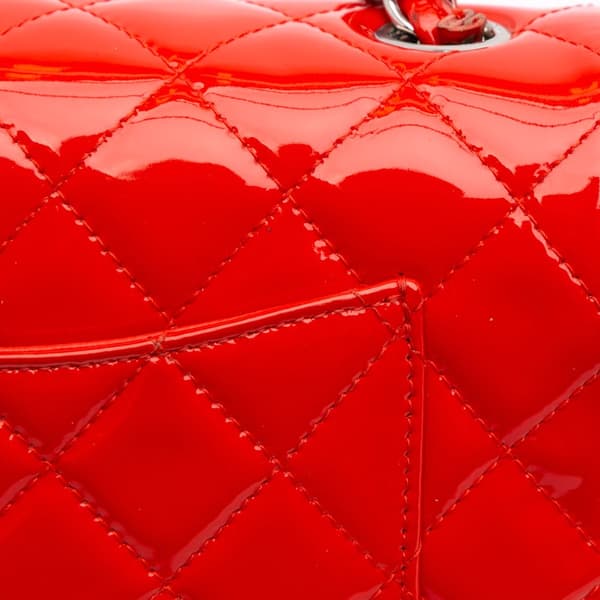 Pre-owned Chanel Mini Rectangular Classic Patent Single Flap Red