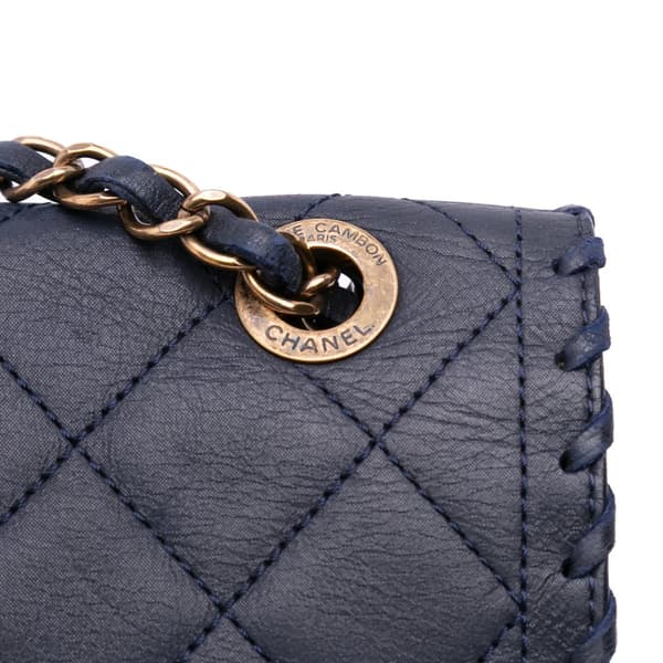 Pre-owned Chanel Jumbo Quilted Calfskin Happy Stitch Flap Blue