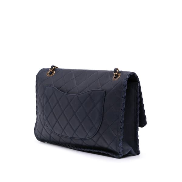Pre-owned Chanel Jumbo Quilted Calfskin Happy Stitch Flap Blue